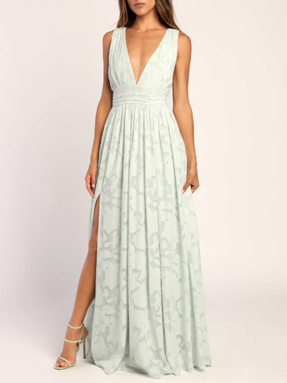 Lulus Sweet Sophistication Sage Green Burnout Floral Maxi Dress - Size M
